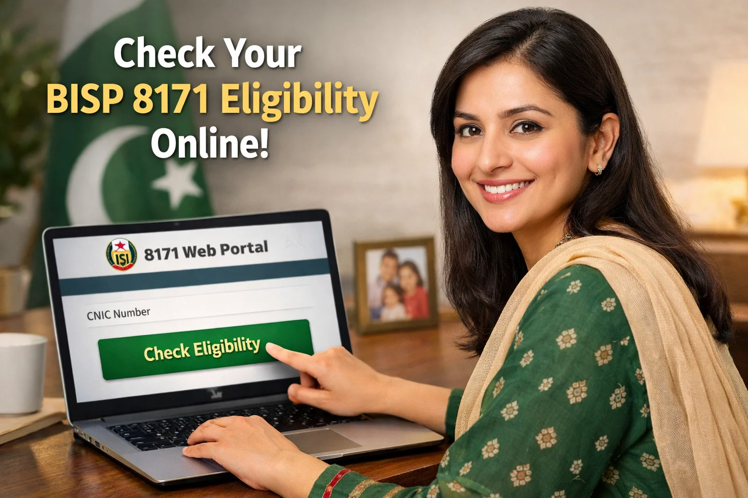 Pakistani woman checking BISP 8171 eligibility on 8171 website portal using Mobile