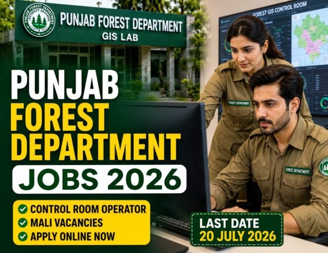 Punjab Forest Department Jobs 2026 featured image showing Pakistani candidates working in a GIS control room for Control Room Operator and Mali vacancies announced by the Punjab Forest Department.